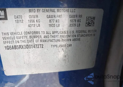 2013 Cadillac Ats Luxury из США, поврежденный, VIN 1G6AB5RX3D0147272